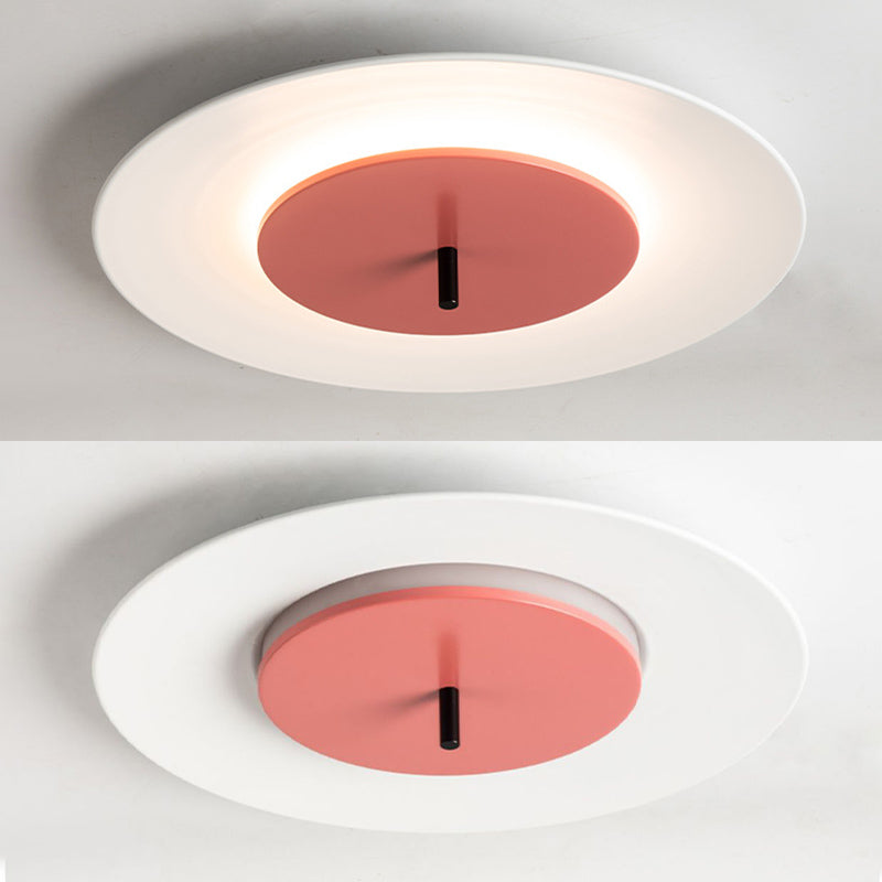 Acrylic Circular LED Flush Mount in Modern Style Iron Macaron Ceiling Fixture for Interior Spaces