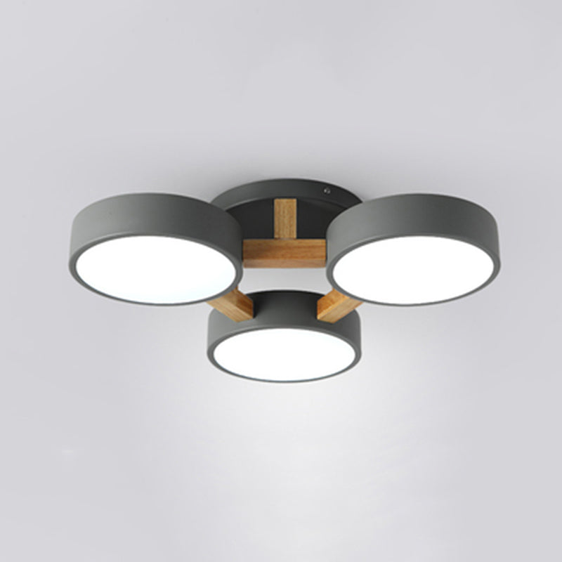 Modern Creative LED Ceiling Light Wrought Iron Geometric Macaron Semi Flush Mount with Acrylic Shade