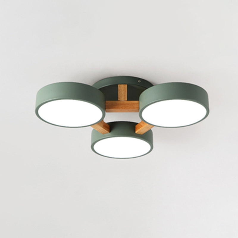 Modern Creative LED Ceiling Light Wrought Iron Geometric Macaron Semi Flush Mount with Acrylic Shade