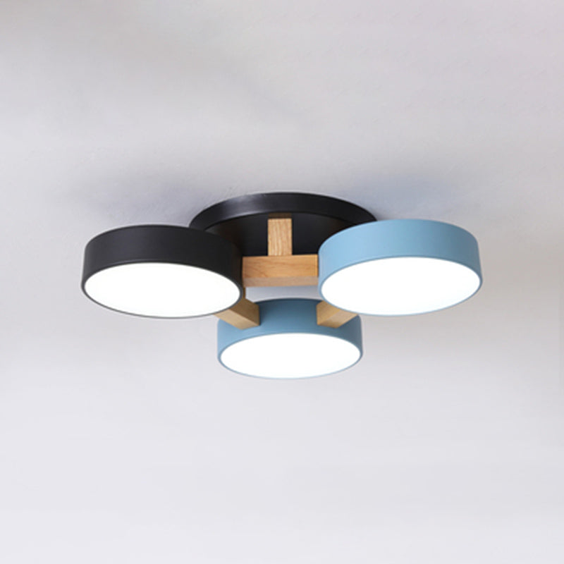 Modern Creative LED Ceiling Light Wrought Iron Geometric Macaron Semi Flush Mount with Acrylic Shade