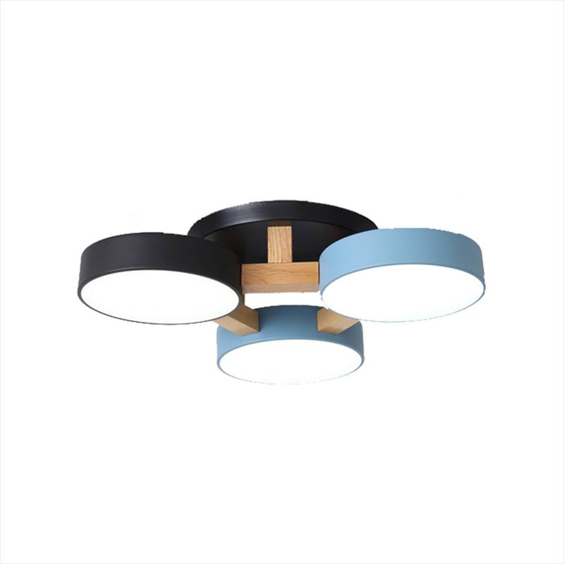 Modern Creative LED Ceiling Light Wrought Iron Geometric Macaron Semi Flush Mount with Acrylic Shade