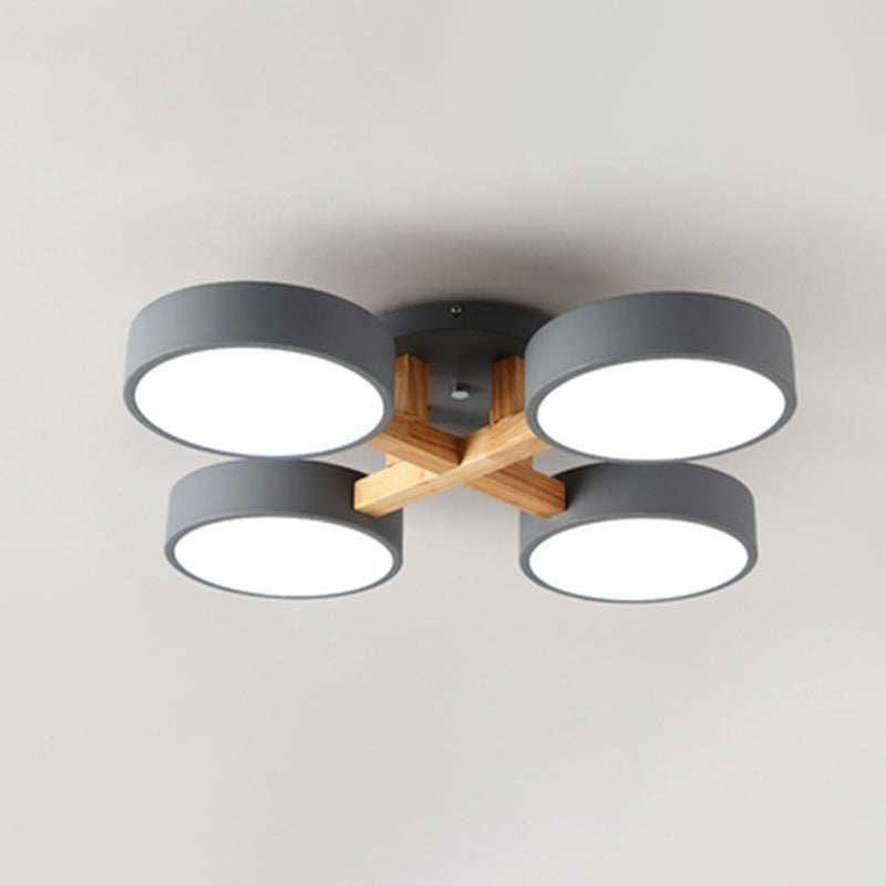 Modern Creative LED Ceiling Light Wrought Iron Geometric Macaron Semi Flush Mount with Acrylic Shade
