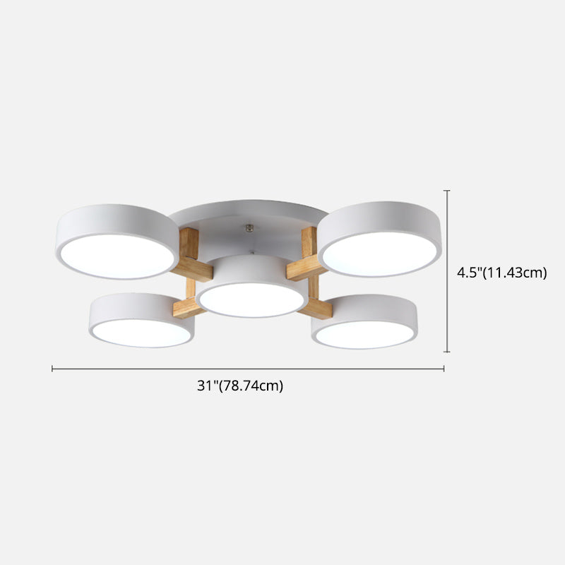 Modern Creative LED Ceiling Light Wrought Iron Geometric Macaron Semi Flush Mount with Acrylic Shade