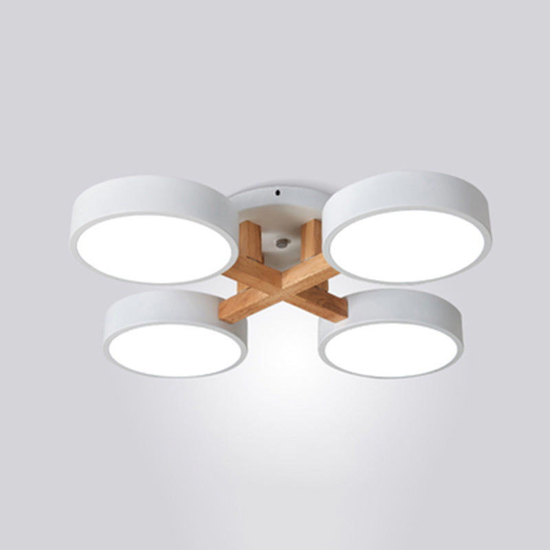 Modern Creative LED Ceiling Light Wrought Iron Geometric Macaron Semi Flush Mount with Acrylic Shade
