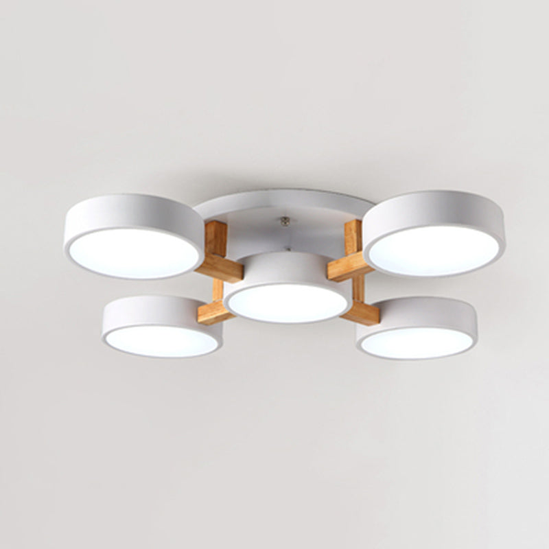 Modern Creative LED Ceiling Light Wrought Iron Geometric Macaron Semi Flush Mount with Acrylic Shade
