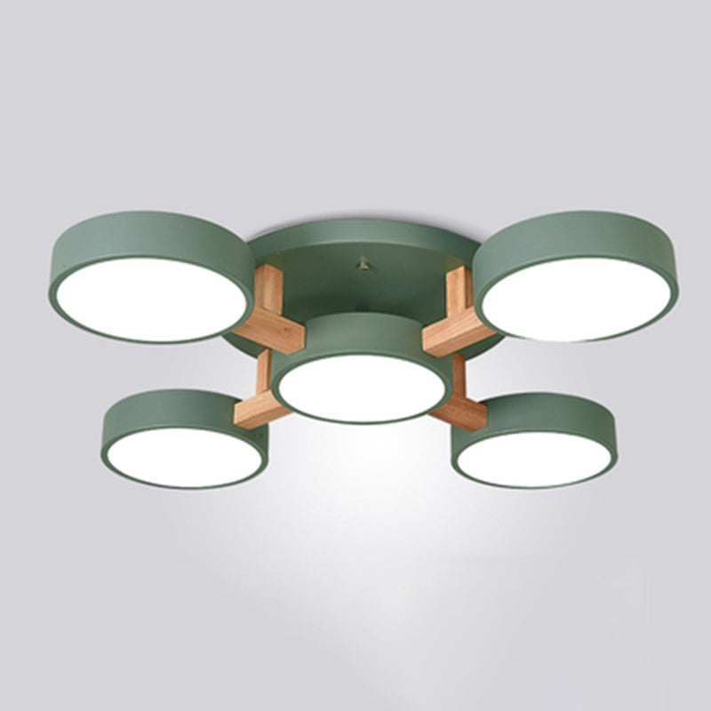 Modern Creative LED Ceiling Light Wrought Iron Geometric Macaron Semi Flush Mount with Acrylic Shade