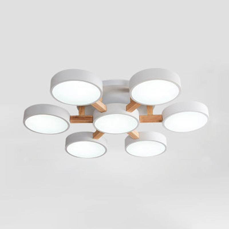 Modern Creative LED Ceiling Light Wrought Iron Geometric Macaron Semi Flush Mount with Acrylic Shade