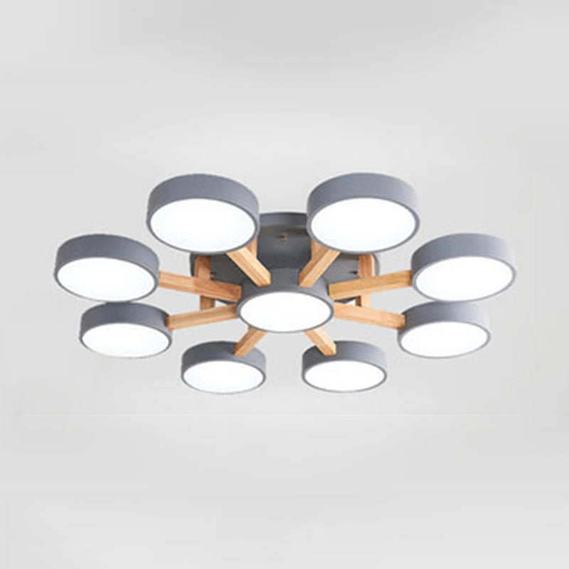 Modern Creative LED Ceiling Light Wrought Iron Geometric Macaron Semi Flush Mount with Acrylic Shade