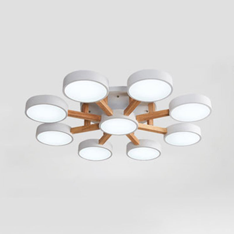 Modern Creative LED Ceiling Light Wrought Iron Geometric Macaron Semi Flush Mount with Acrylic Shade