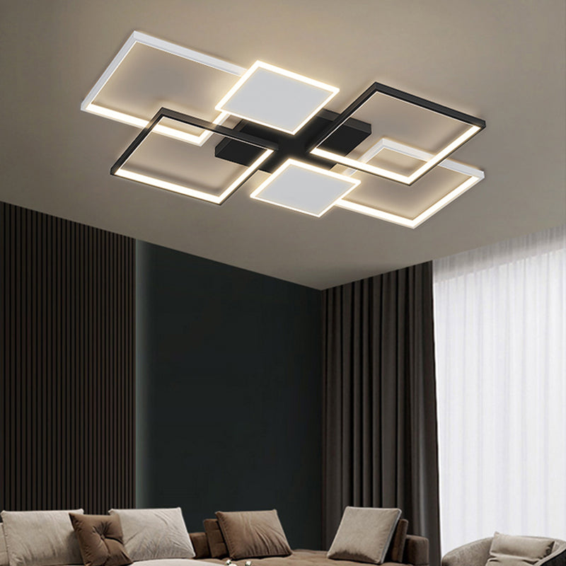 Plafonnier LED en aluminium minimaliste, plafonnier noir pour salon