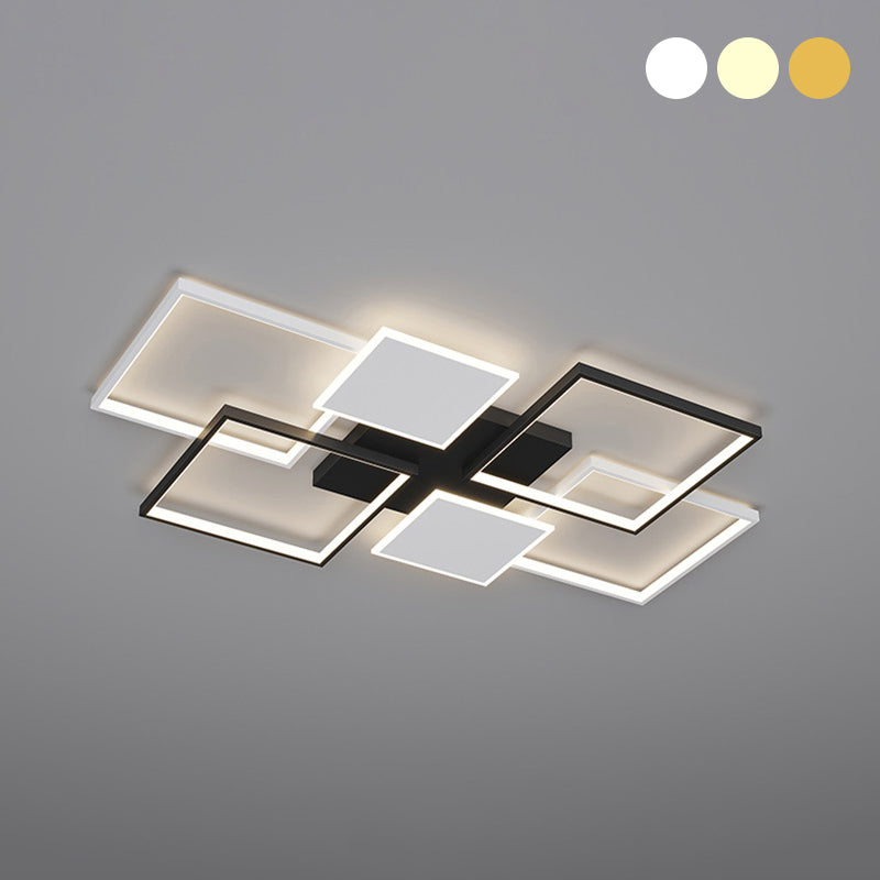 Plafonnier LED en aluminium minimaliste, plafonnier noir pour salon
