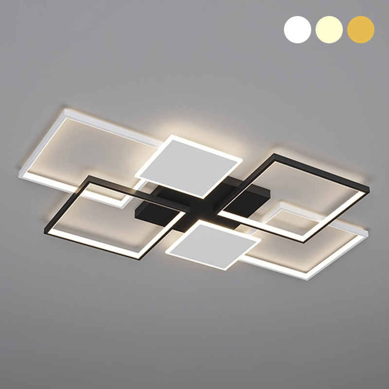 Plafonnier LED en aluminium minimaliste, plafonnier noir pour salon