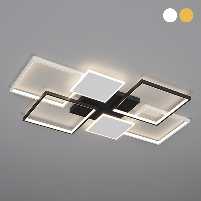 Plafonnier LED en aluminium minimaliste, plafonnier noir pour salon