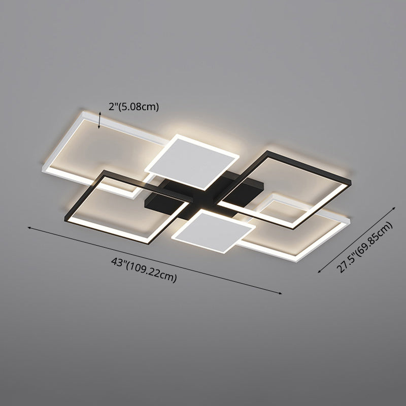 Plafonnier LED en aluminium minimaliste, plafonnier noir pour salon