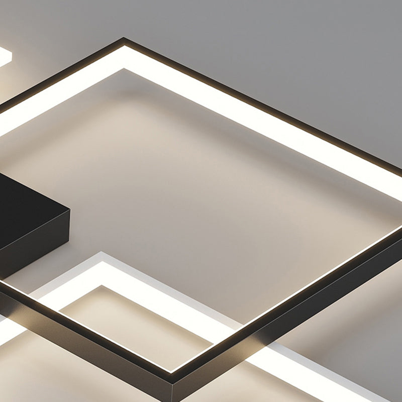 Plafonnier LED en aluminium minimaliste, plafonnier noir pour salon