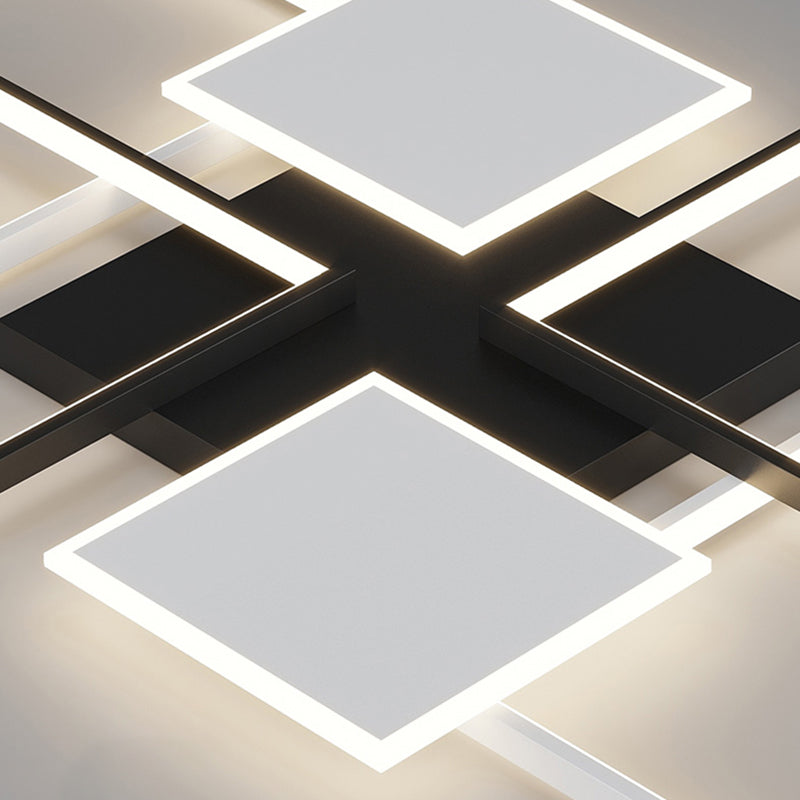 Plafonnier LED en aluminium minimaliste, plafonnier noir pour salon