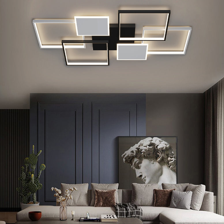 Plafonnier LED en aluminium minimaliste, plafonnier noir pour salon