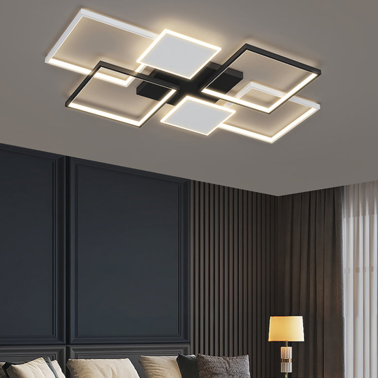 Plafonnier LED en aluminium minimaliste, plafonnier noir pour salon