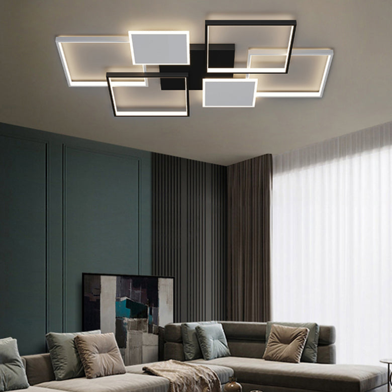 Plafonnier LED en aluminium minimaliste, plafonnier noir pour salon