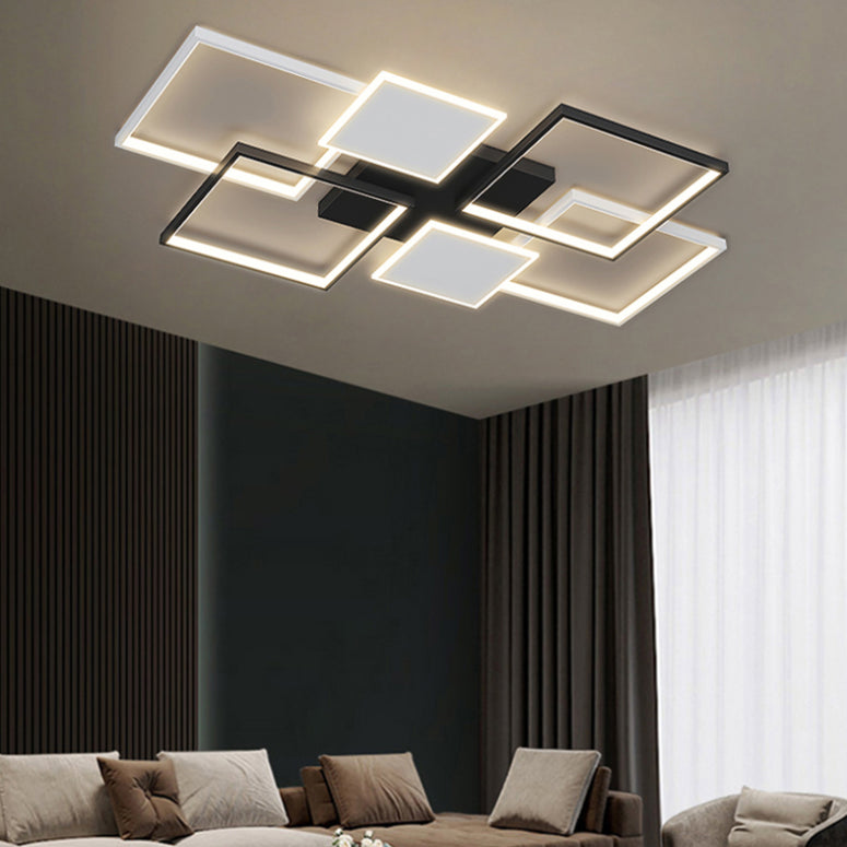 Plafonnier LED en aluminium minimaliste, plafonnier noir pour salon
