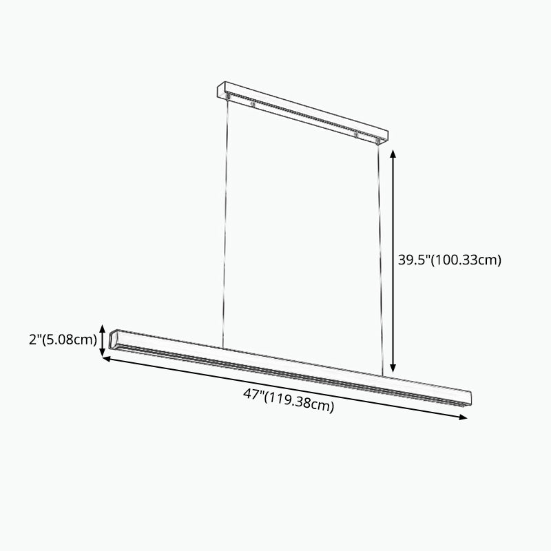 1 leichte moderne Metallleuchterlampe Linear LED Island Anhänger für Esszimmer