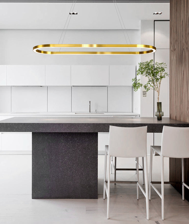 Linear Metal LED Island Light Fixture Modern Ceiling Pendant Light for Dining Room