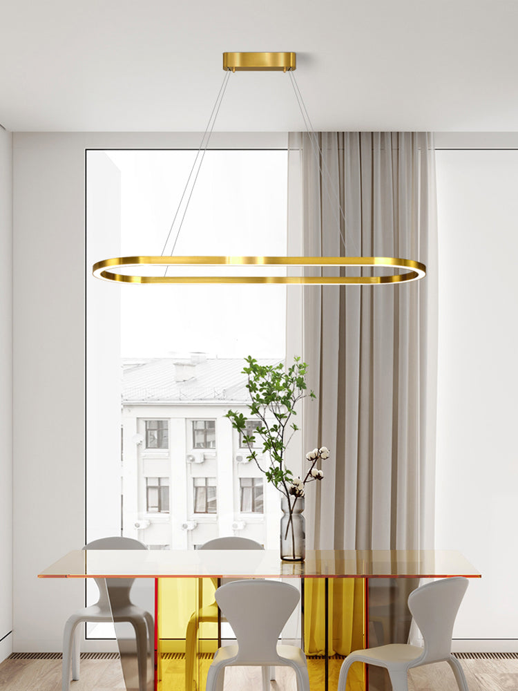 Linear Metal LED Island Light Fixture Modern Ceiling Pendant Light for Dining Room