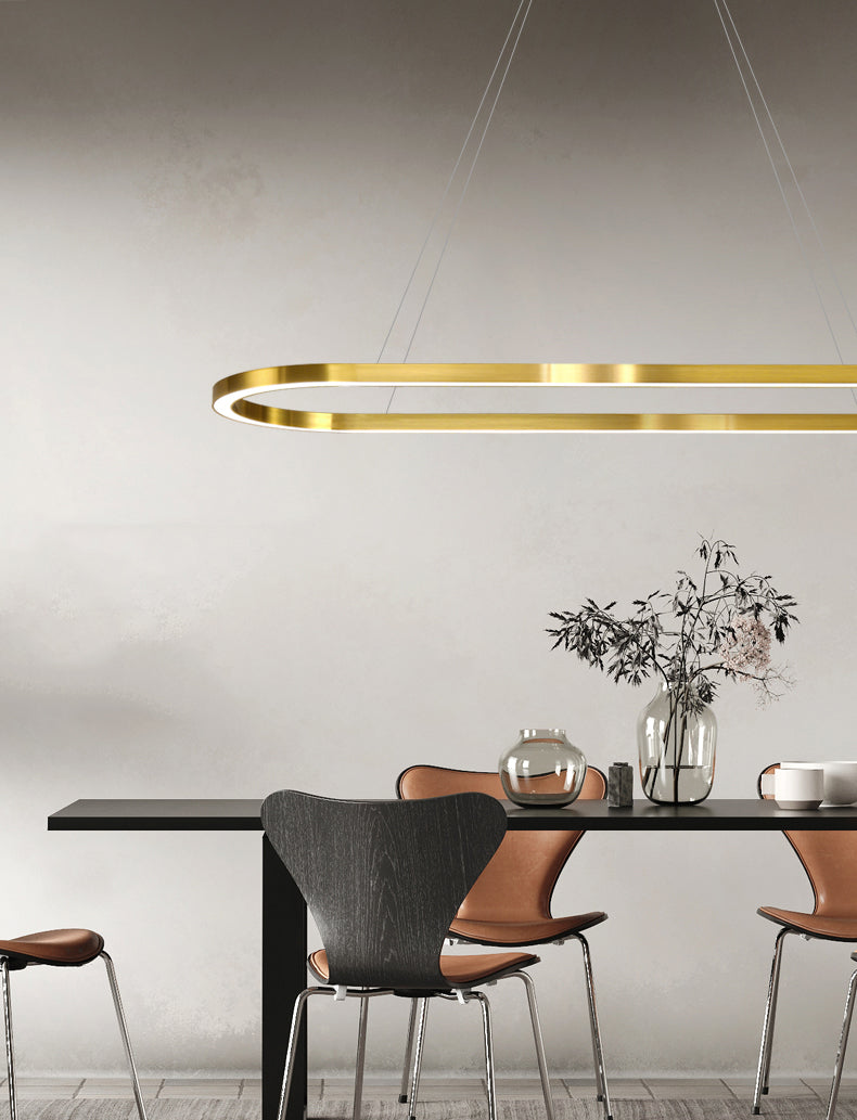 Linear Metal LED Island Light Fixture Modern Ceiling Pendant Light for Dining Room