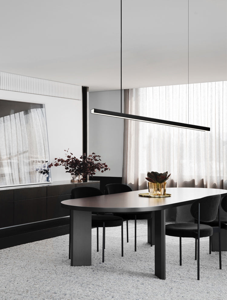 Lámpara moderna de lámpara lineal iluminación lineal lámpara de araña moderna en negro