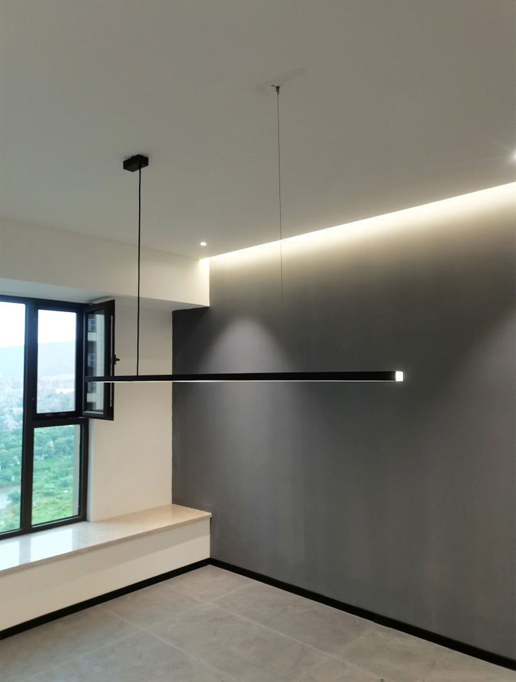 Lámpara moderna de lámpara lineal iluminación lineal lámpara de araña moderna en negro