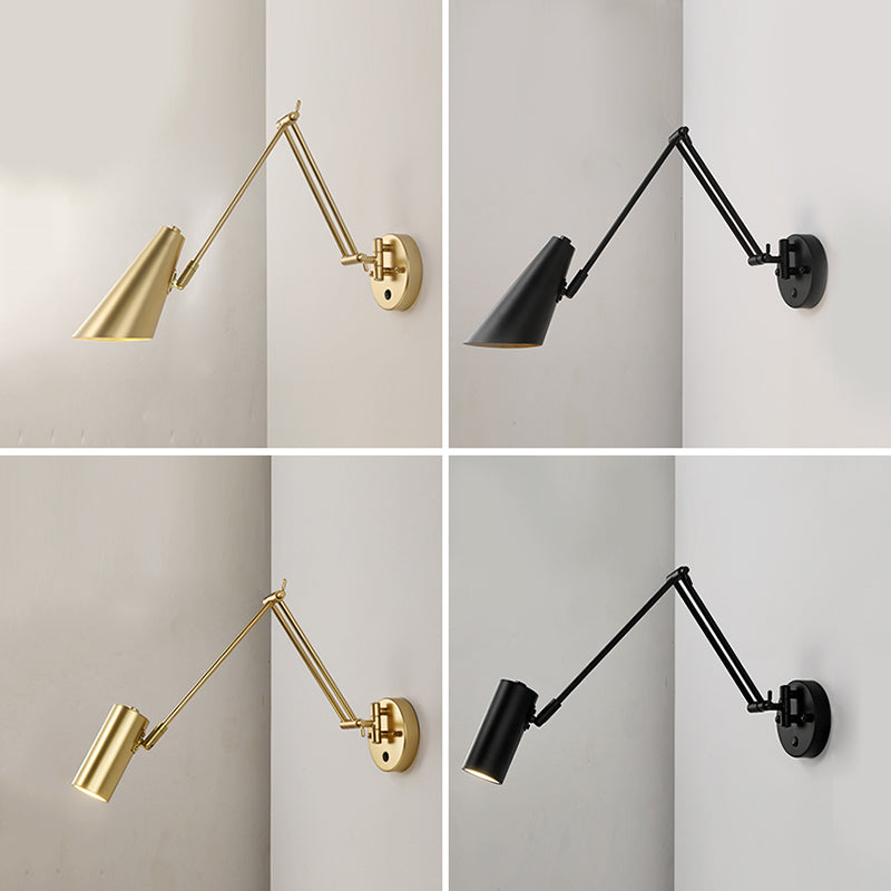 1-Light Wall Sconces Light Fixtures Modern Style Swing Arm Metallic Sconce Wall Lighting