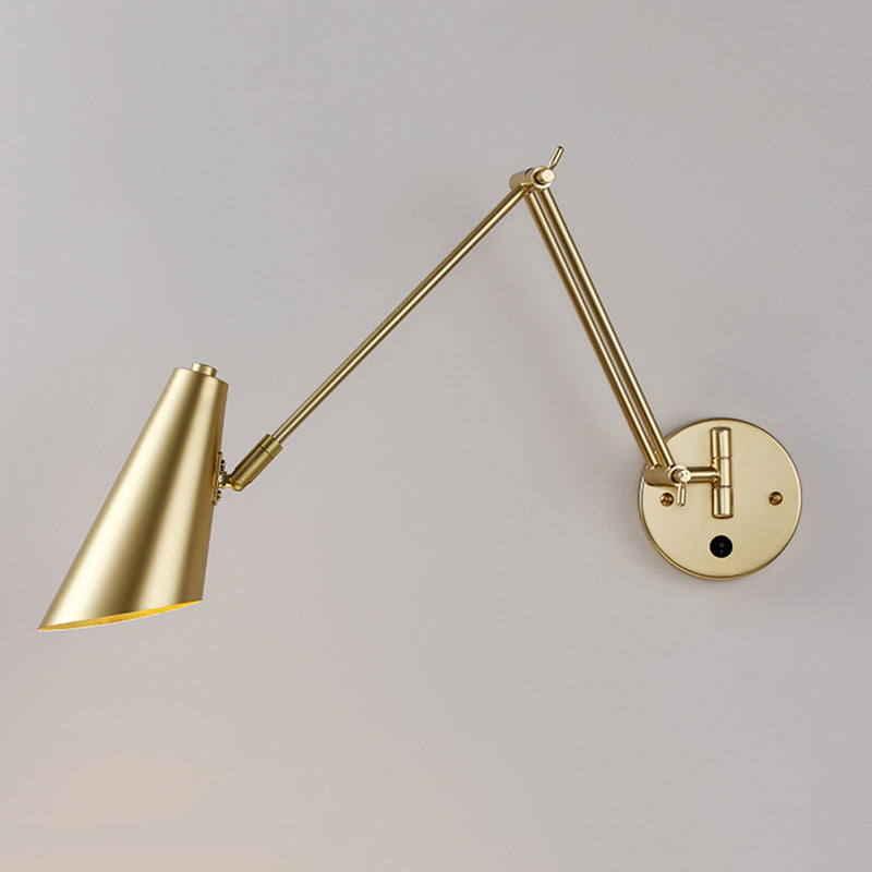 1-Light Wall Sconces Light Fixtures Modern Style Swing Arm Metallic Sconce Wall Lighting