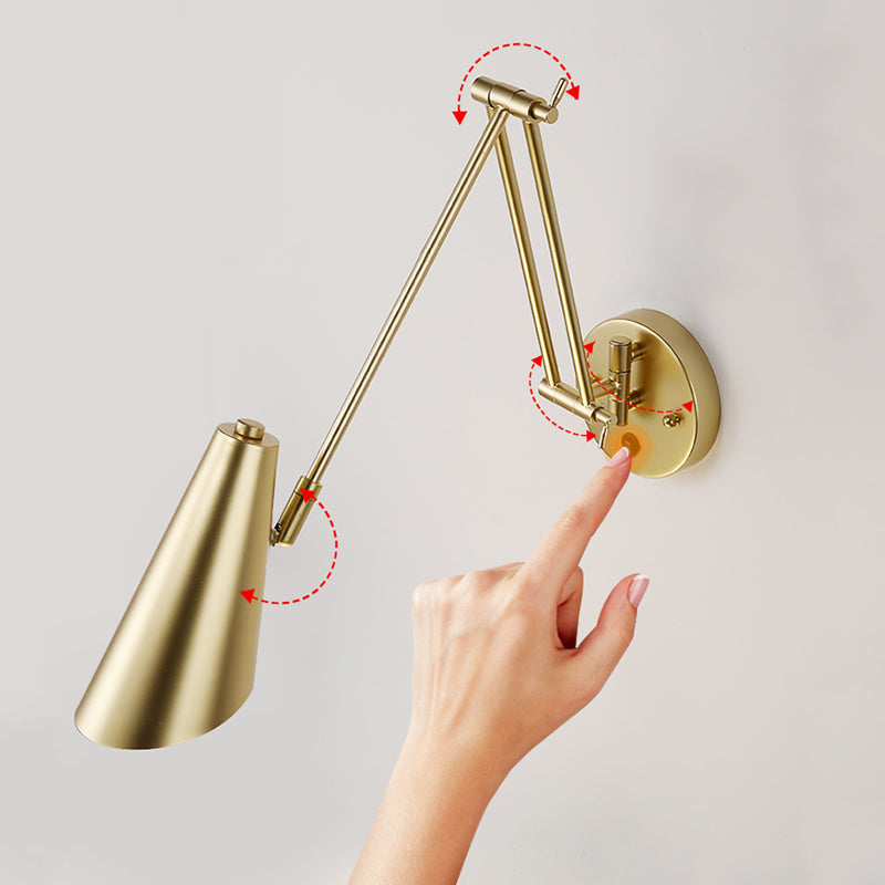 1-Light Wall Sconces Light Fixtures Modern Style Swing Arm Metallic Sconce Wall Lighting