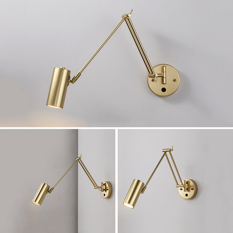 1-Light Wall Sconces Light Fixtures Modern Style Swing Arm Metallic Sconce Wall Lighting