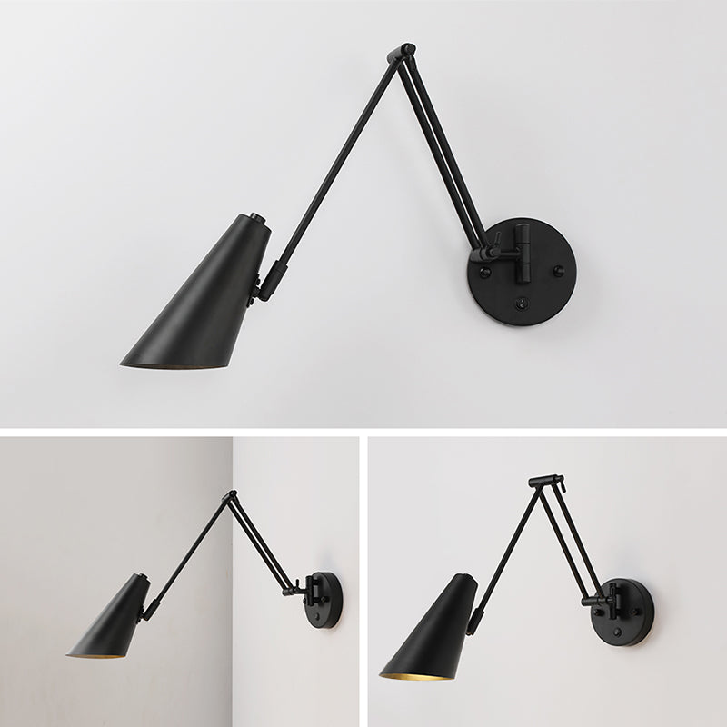 1-Light Wall Sconces Light Fixtures Modern Style Swing Arm Metallic Sconce Wall Lighting