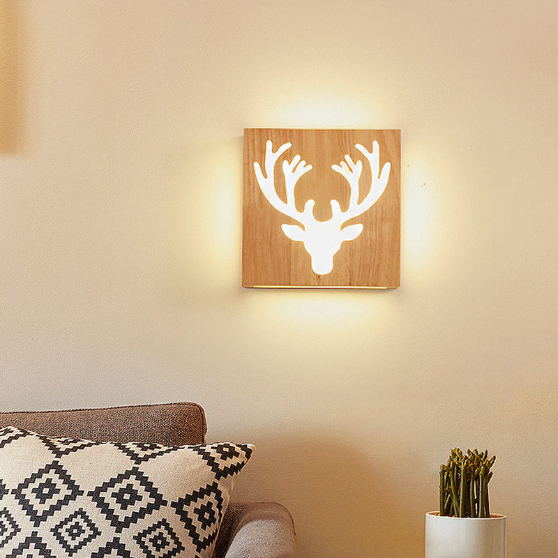 Retangular Schatten Wandbeleuchtung moderner einfacher Holzstil 1 Licht in Braun