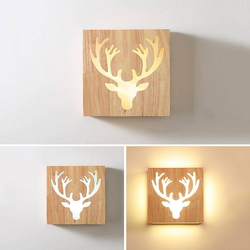 Retangular Schatten Wandbeleuchtung moderner einfacher Holzstil 1 Licht in Braun