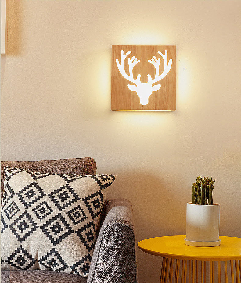 Retangular Schatten Wandbeleuchtung moderner einfacher Holzstil 1 Licht in Braun