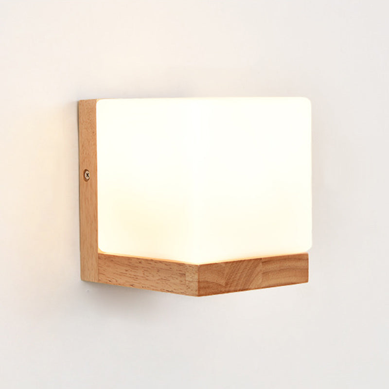 1 Licht geometrische Wandleuchten moderne einfache Stil Holzwandbeleuchtung in Braun