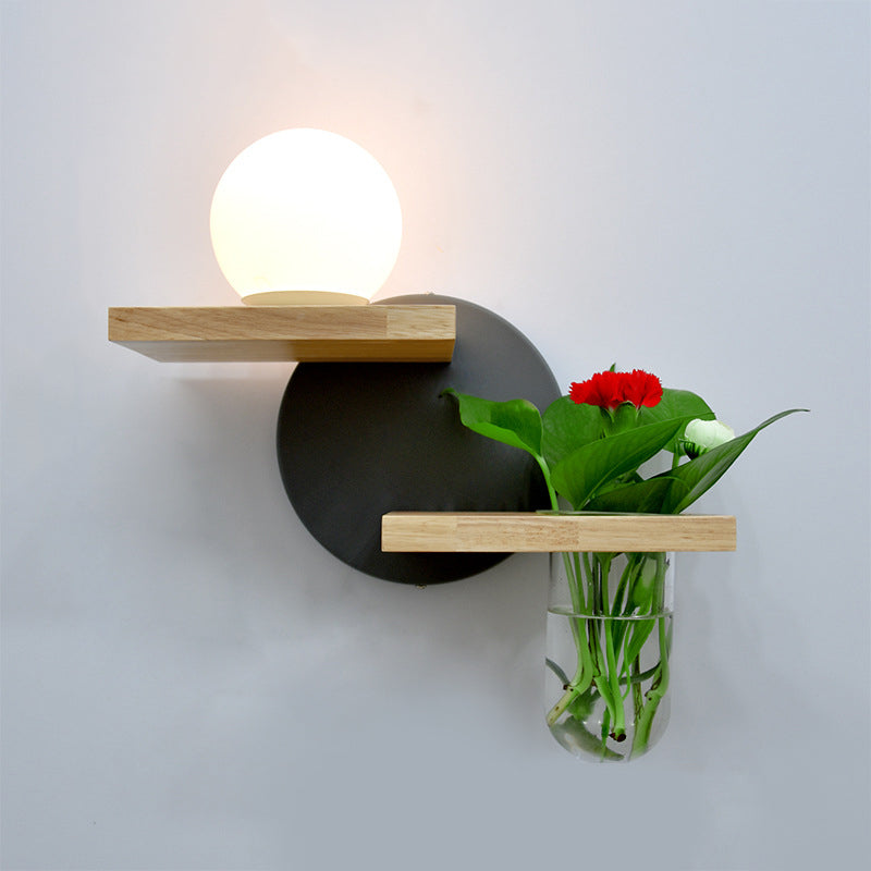 1-Licht geometrische Wandleuchten moderne einfache Style Holzwandbeleuchtung in braun und grün