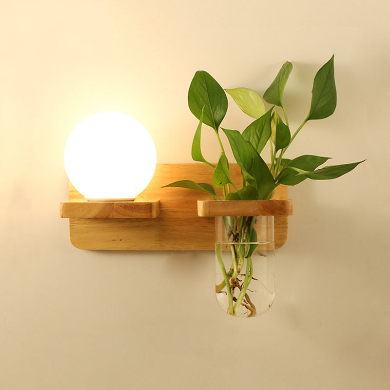 1-Licht geometrische Wandleuchten moderne einfache Style Holzwandbeleuchtung in braun und grün