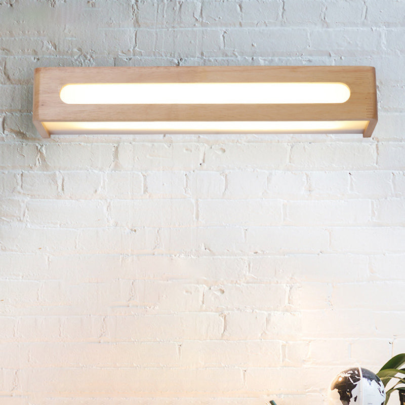 Log kleur LED -wand sconce in moderne beknopte stijl houten rechthoekige wandlamp met acrylschaduw