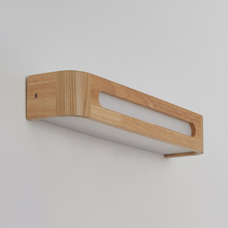 Log kleur LED -wand sconce in moderne beknopte stijl houten rechthoekige wandlamp met acrylschaduw