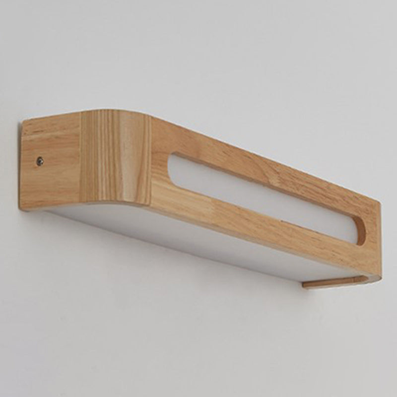 Log kleur LED -wand sconce in moderne beknopte stijl houten rechthoekige wandlamp met acrylschaduw