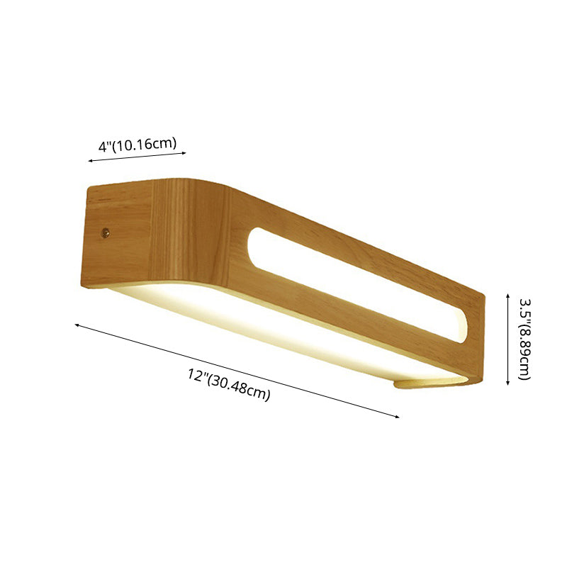 Log kleur LED -wand sconce in moderne beknopte stijl houten rechthoekige wandlamp met acrylschaduw