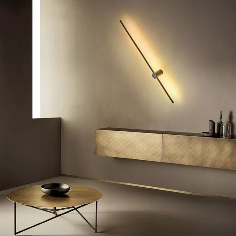 Aluminum Linear Black Wall Lamps 1-Light Minimalism Wall Mount Lamp for Bedroom
