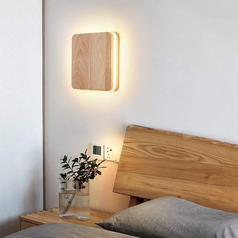 Modern Wall Sconce, illuminazione montata in legno giapponese a 1 luce per camera da letto