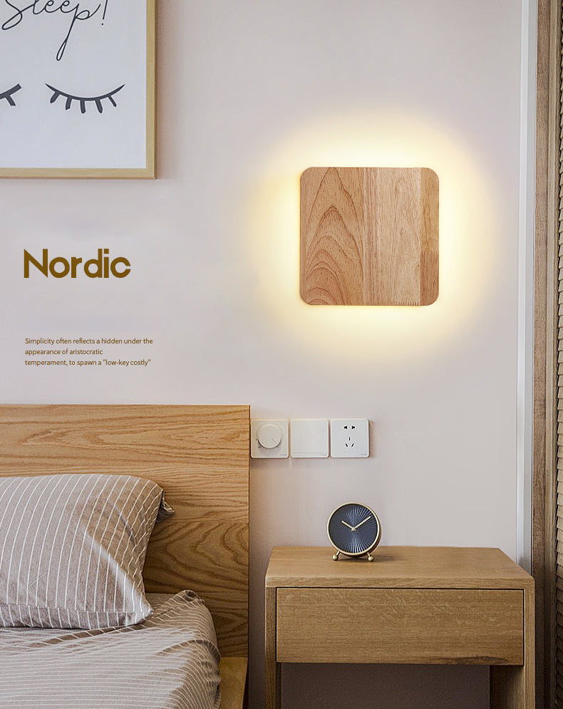 Modern Wall Sconce, illuminazione montata in legno giapponese a 1 luce per camera da letto