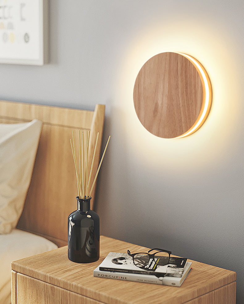 Modern Wall Sconce, illuminazione montata in legno giapponese a 1 luce per camera da letto