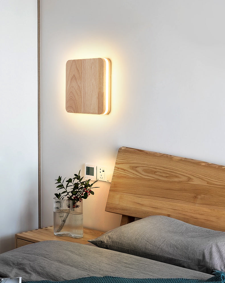 Modern Wall Sconce, illuminazione montata in legno giapponese a 1 luce per camera da letto